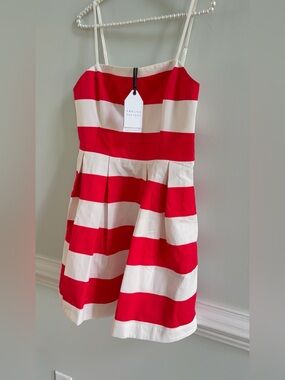 NWT English Factory Anthropologie Poplin Red/White Mini Dress Sz Lg Retail $130